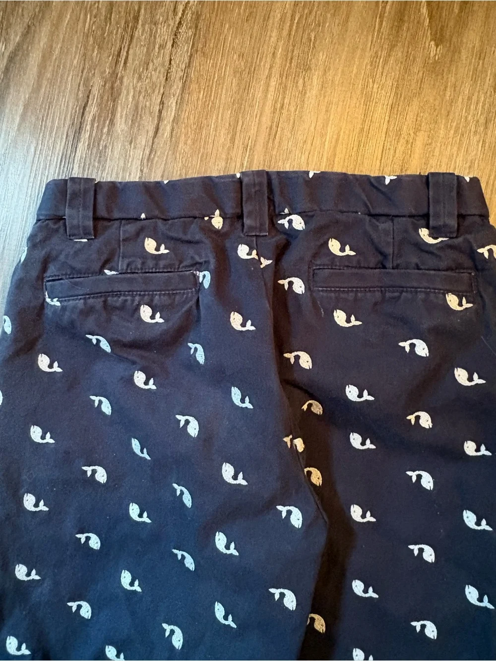GAP Navy Whale Print Shorts with Yellow Trim